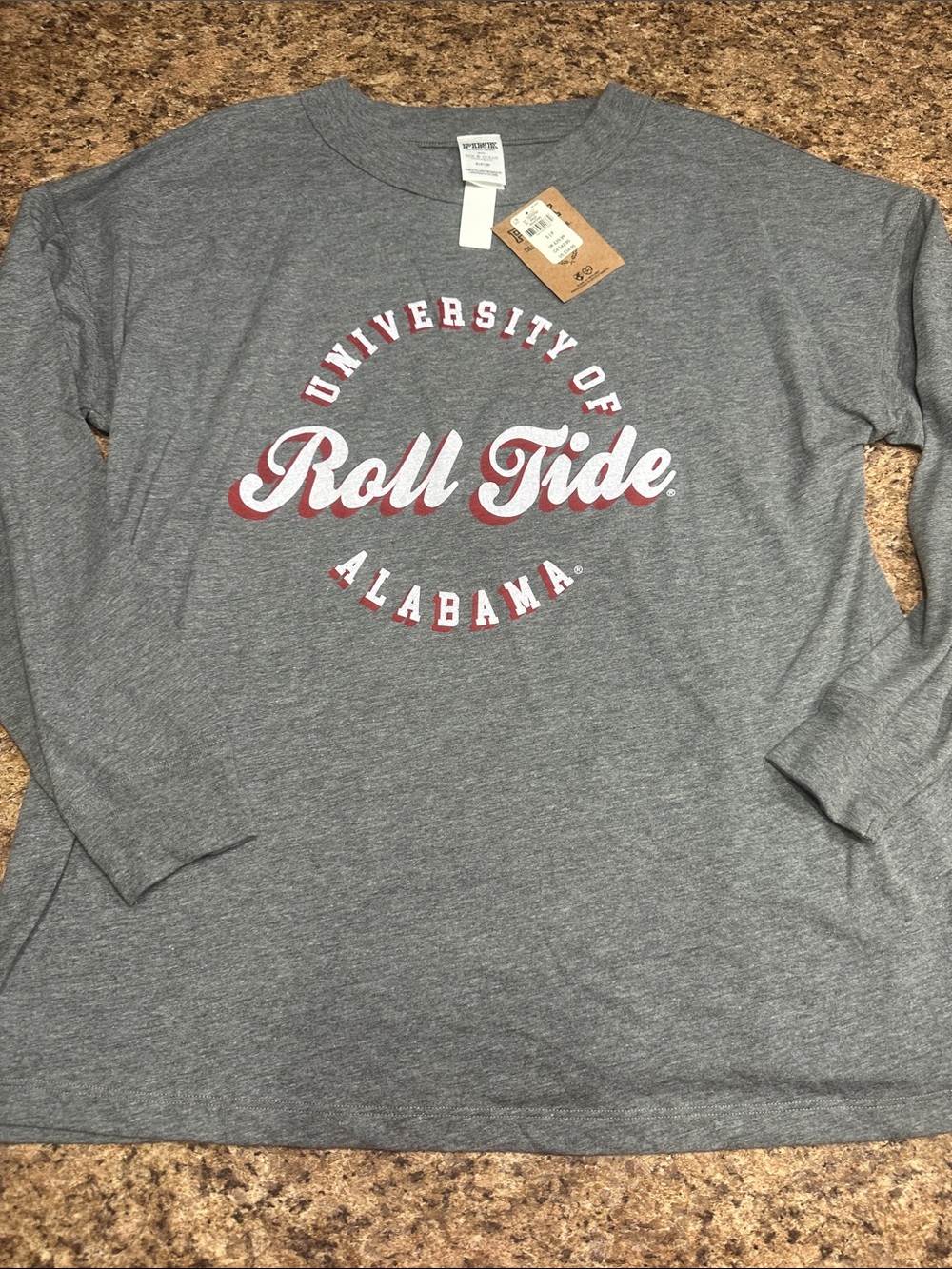 NWT PINK Victoria Secret Alabama Roll Tide Gray Long Sleeve Tee Tshirt Small
